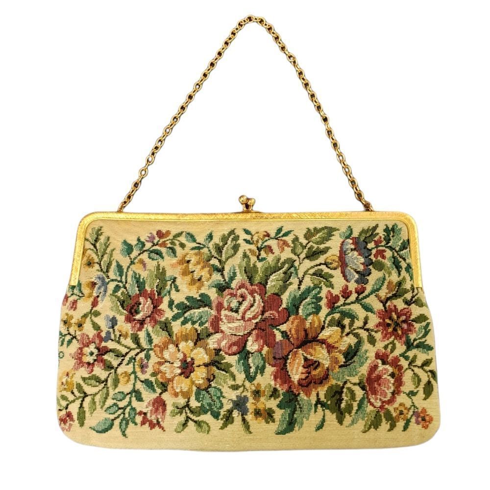 Vintage Floral Tapestry Handbag